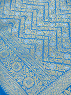 Azure Blue Banarasi Viscose Dola Silk Saree