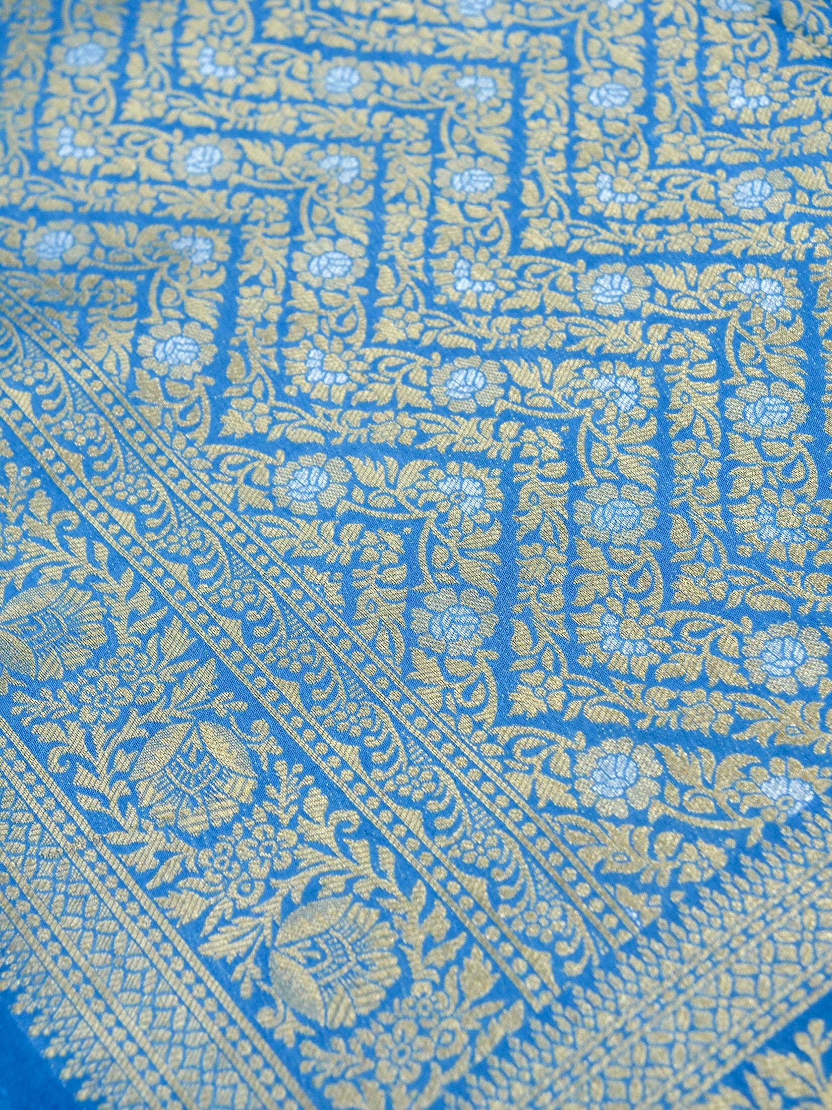 Azure Blue Banarasi Viscose Dola Silk Saree