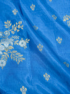 Azure Blue Banarasi Viscose Dola Silk Saree