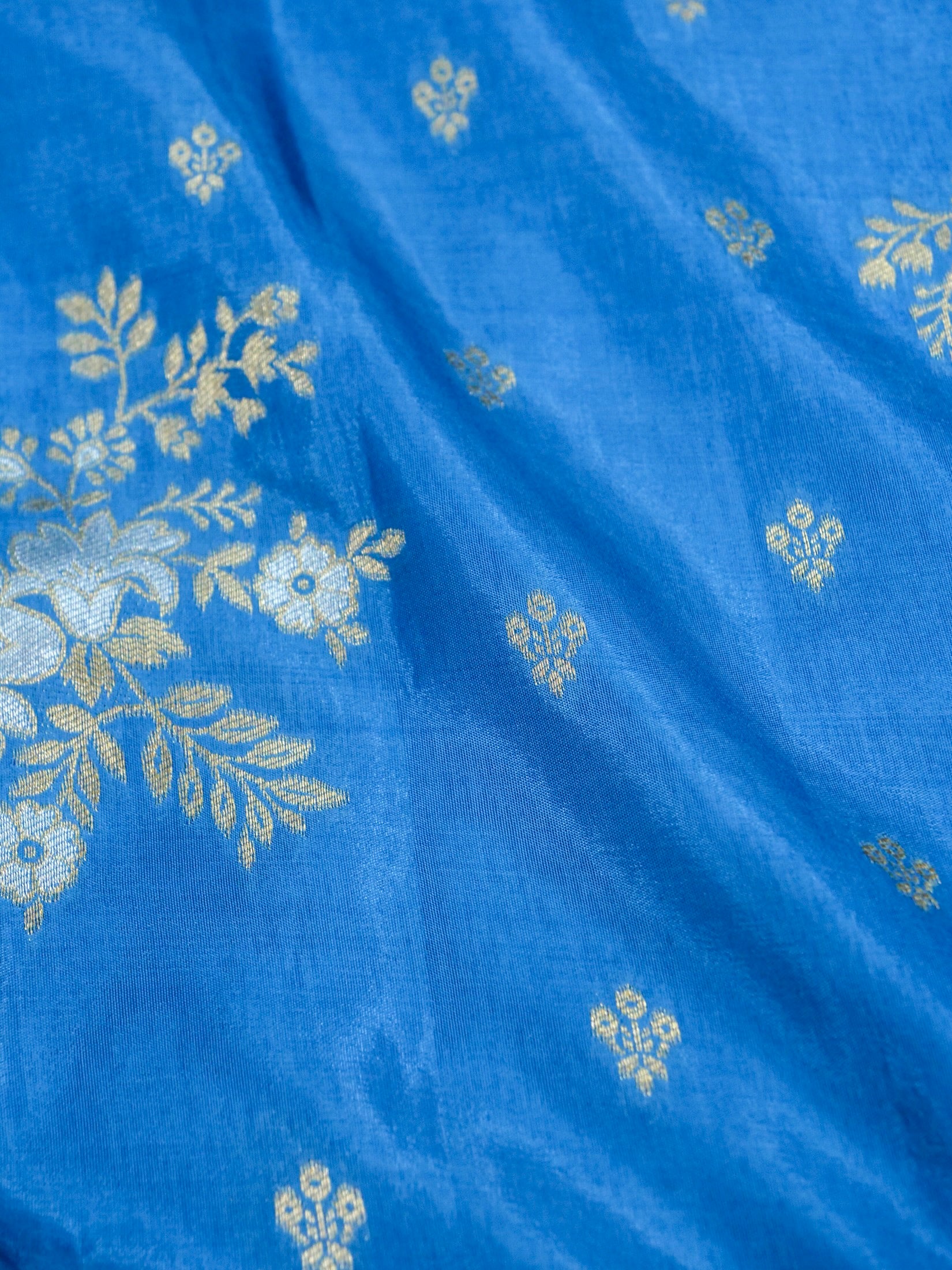 Azure Blue Banarasi Viscose Dola Silk Saree