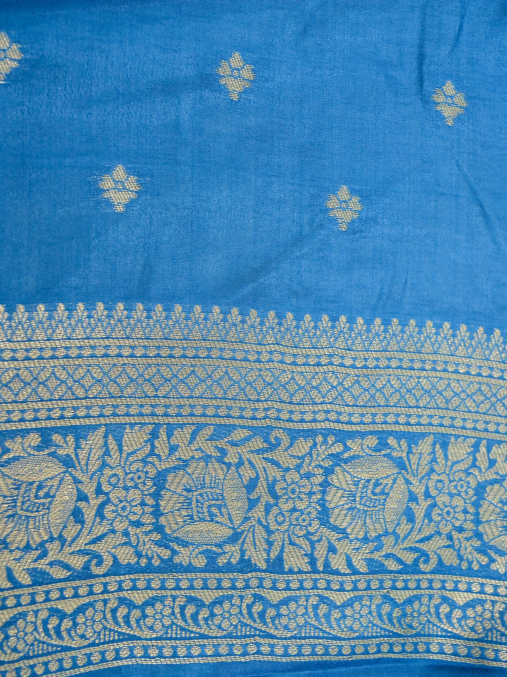 Azure Blue Banarasi Viscose Dola Silk Saree