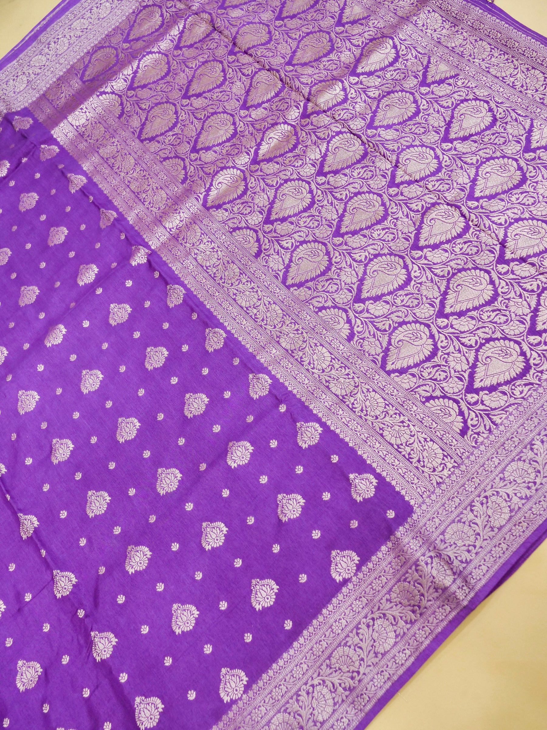 Bright Violet Banarasi silk saree