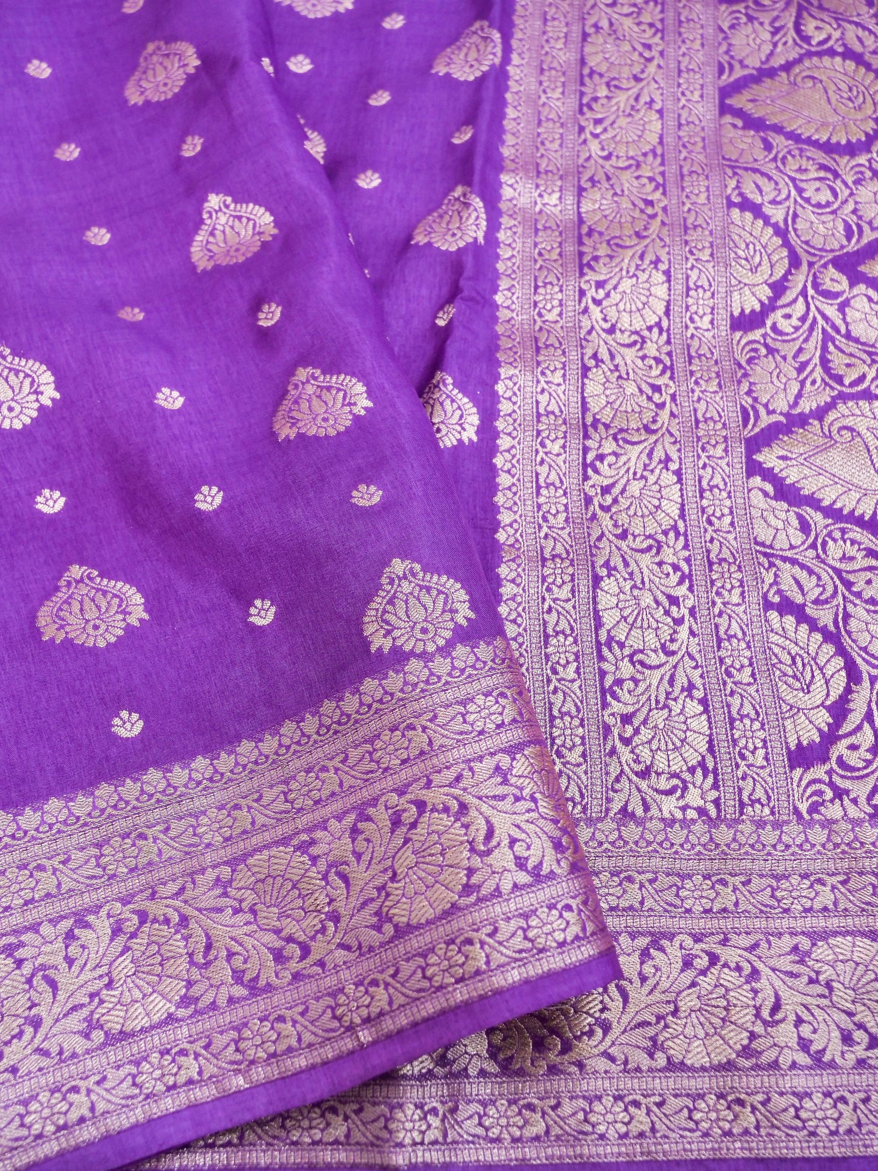 Purple Banarasi Viscose Dola Silk Saree