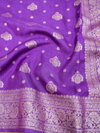 Purple Banarasi Viscose Dola Silk Saree
