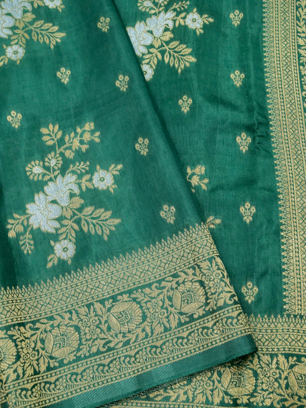 Emerald Green Banarasi Viscose Dola Silk Saree