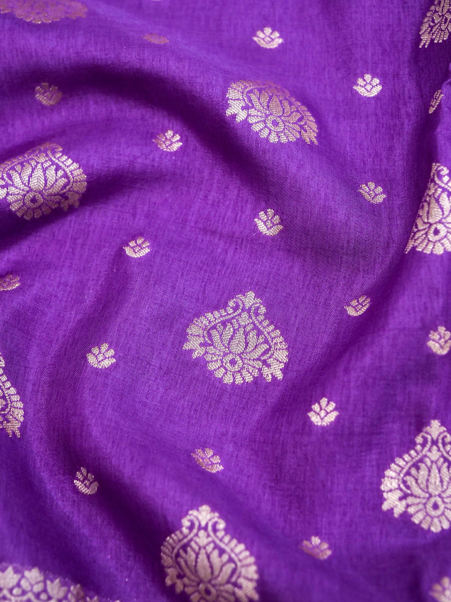 Bright Violet Banarasi silk saree