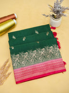 Bottle Green Banarasi Viscose Linen Saree