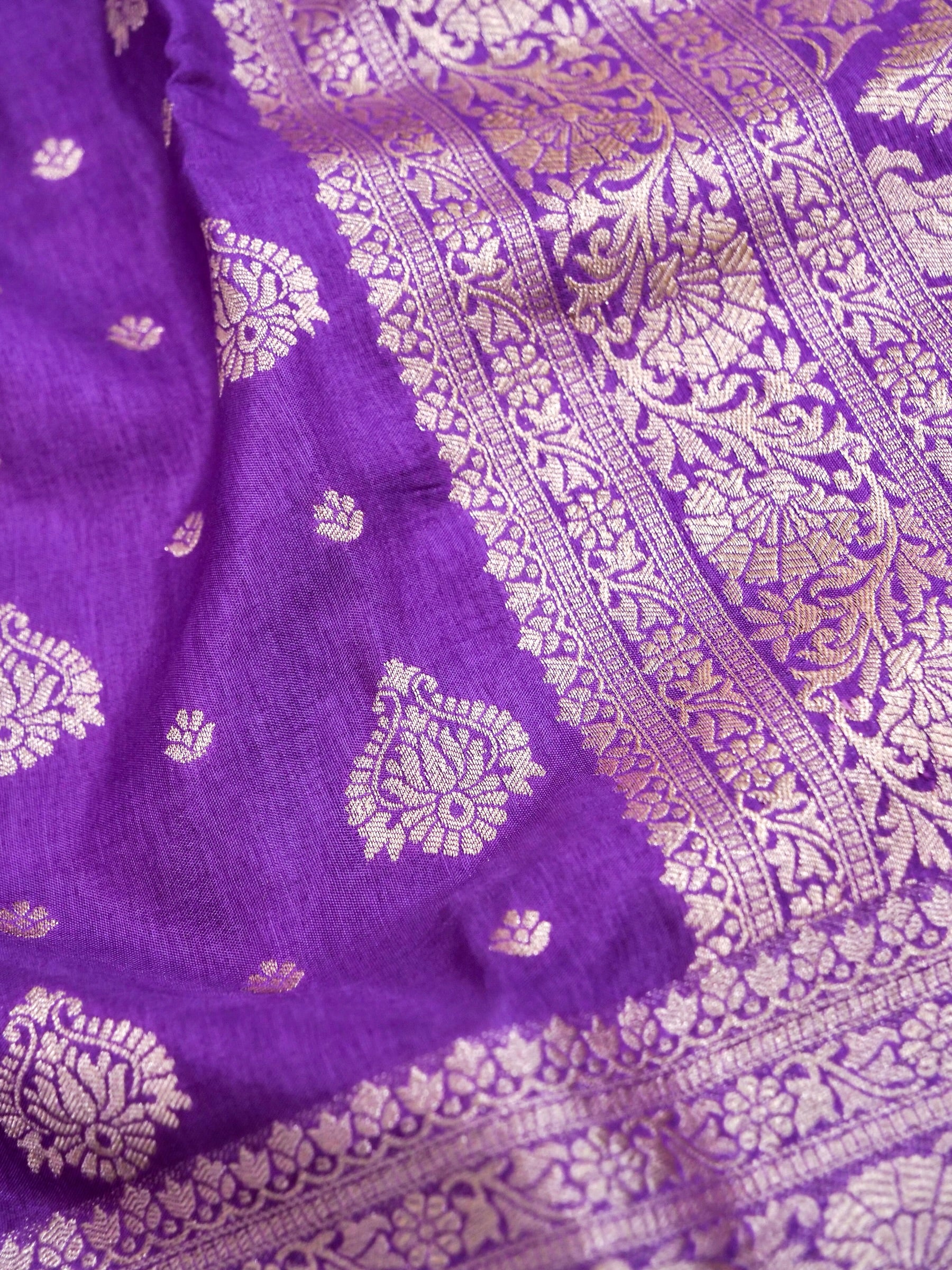 Bright Violet Banarasi silk saree