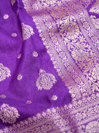 Purple Banarasi Viscose Dola Silk Saree