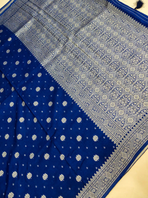 Navy Blue Banarasi silk saree