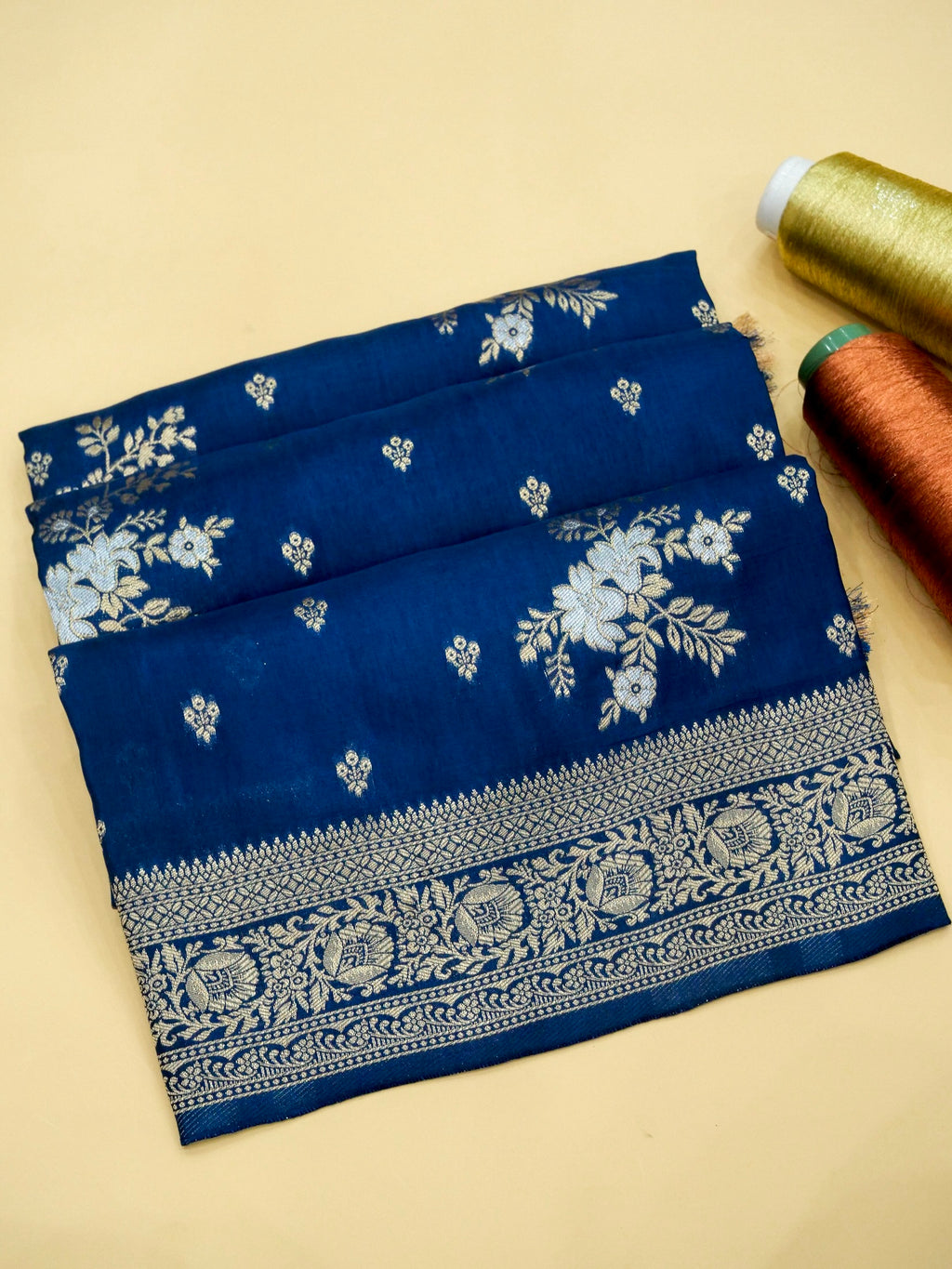 Midnight Blue Banarasi Viscose Dola Silk Saree