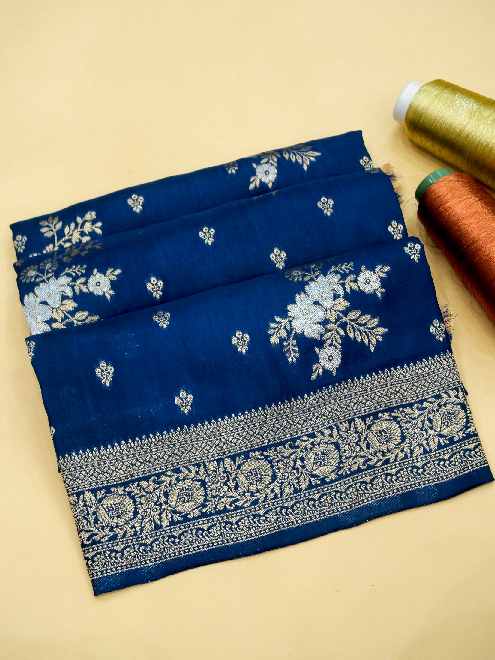 Midnight Blue Banarasi Viscose Dola Silk Saree