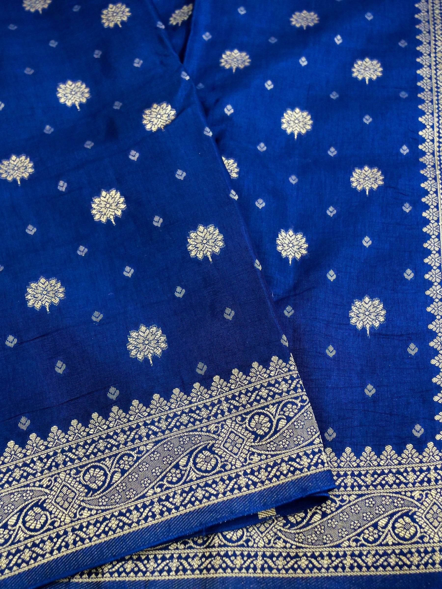 Navy Blue Banarasi silk saree