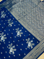 Midnight Blue Banarasi Viscose Dola Silk Saree
