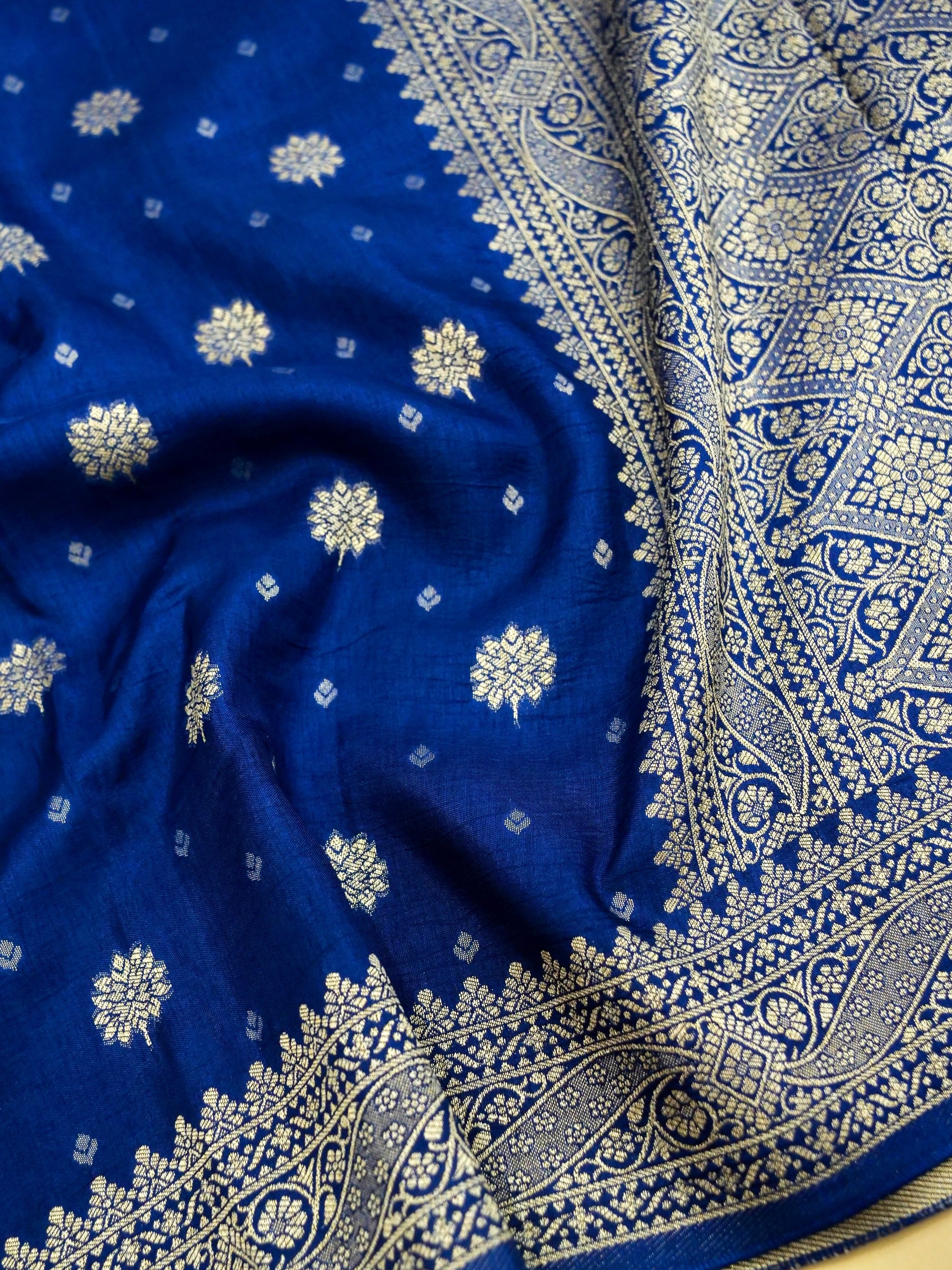Navy Blue Banarasi silk saree