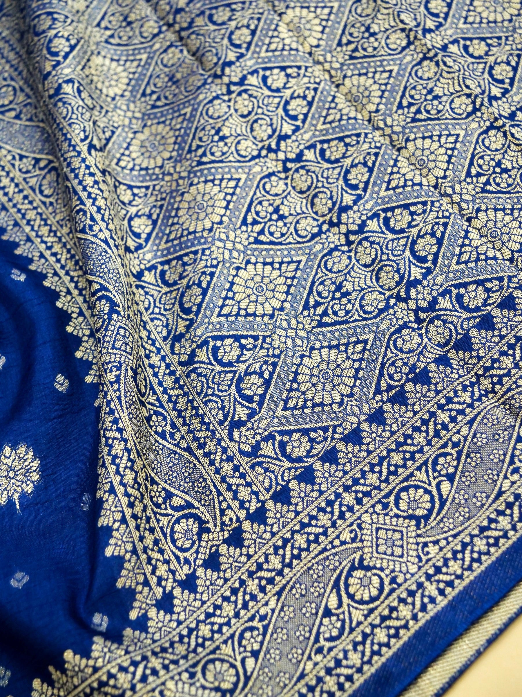 Navy Blue Banarasi silk saree