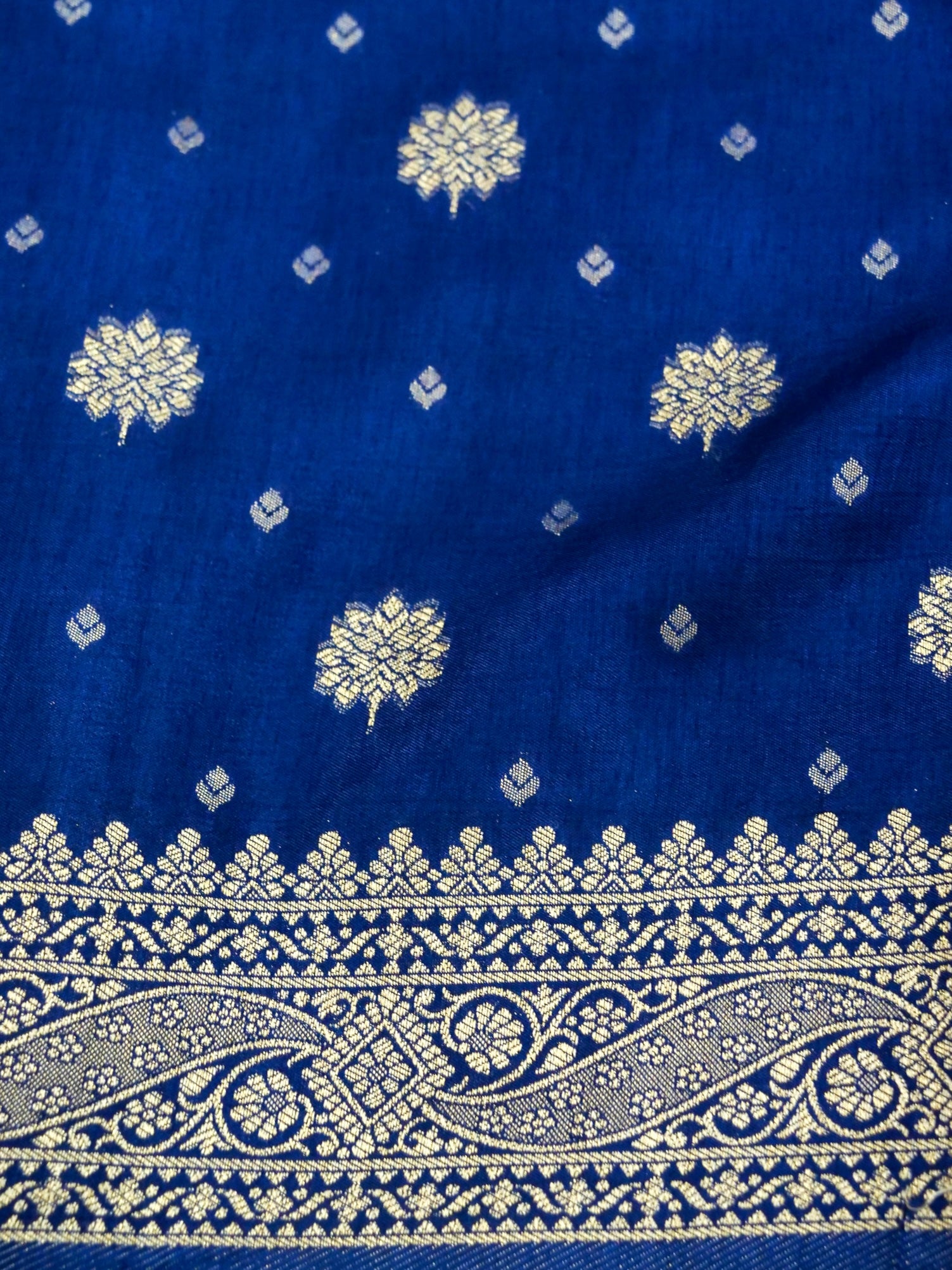 Royal Blue Banarasi Viscose Dola Silk Saree