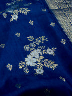 Midnight Blue Banarasi Viscose Dola Silk Saree