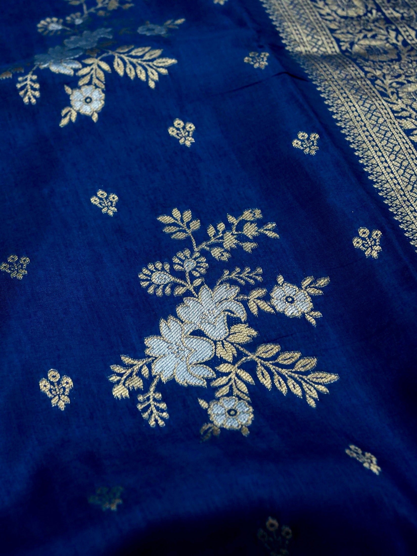 Midnight Blue Banarasi Viscose Dola Silk Saree