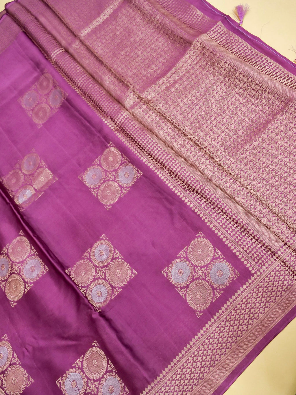 Plum Purple Banarasi Viscose Organza Satin Silk Saree