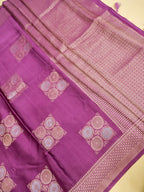 Plum Purple Banarasi Viscose Organza Satin Silk Saree