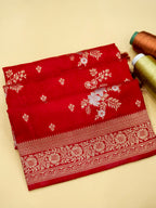 Crimson Red Banarasi Dola Silk Saree