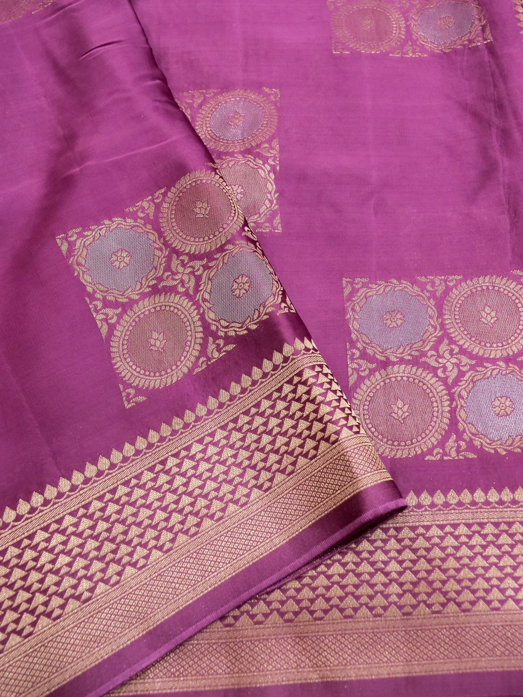 Plum Purple Banarasi Viscose Organza Satin Silk Saree