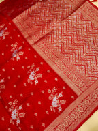 Crimson Red Banarasi Dola Silk Saree