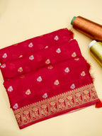 Crimson Red Banarasi Viscose Silk Saree