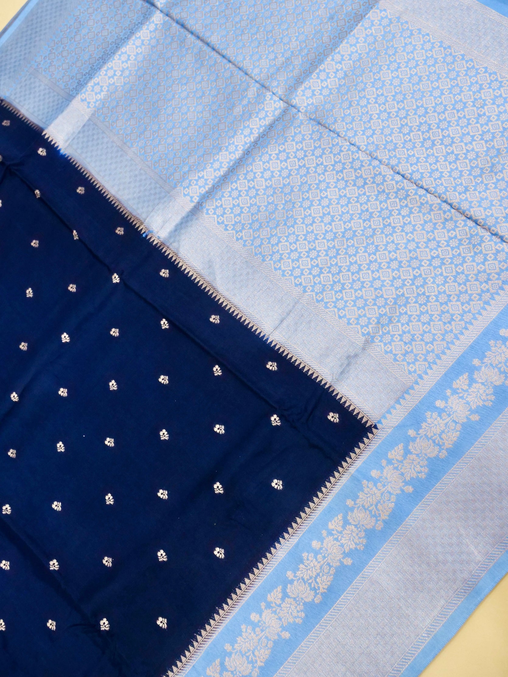 Navy Blue Banarasi Viscose Dola Silk Saree