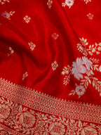 Crimson Red Banarasi Dola Silk Saree