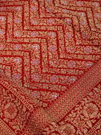 Crimson Red Banarasi Dola Silk Saree