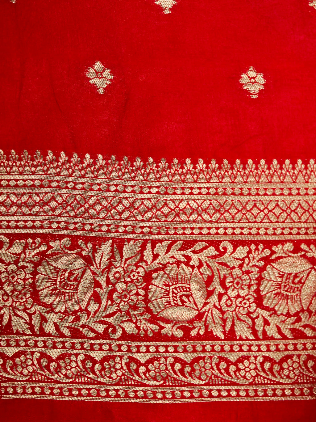 Crimson Red Banarasi Viscose Dola Silk Saree