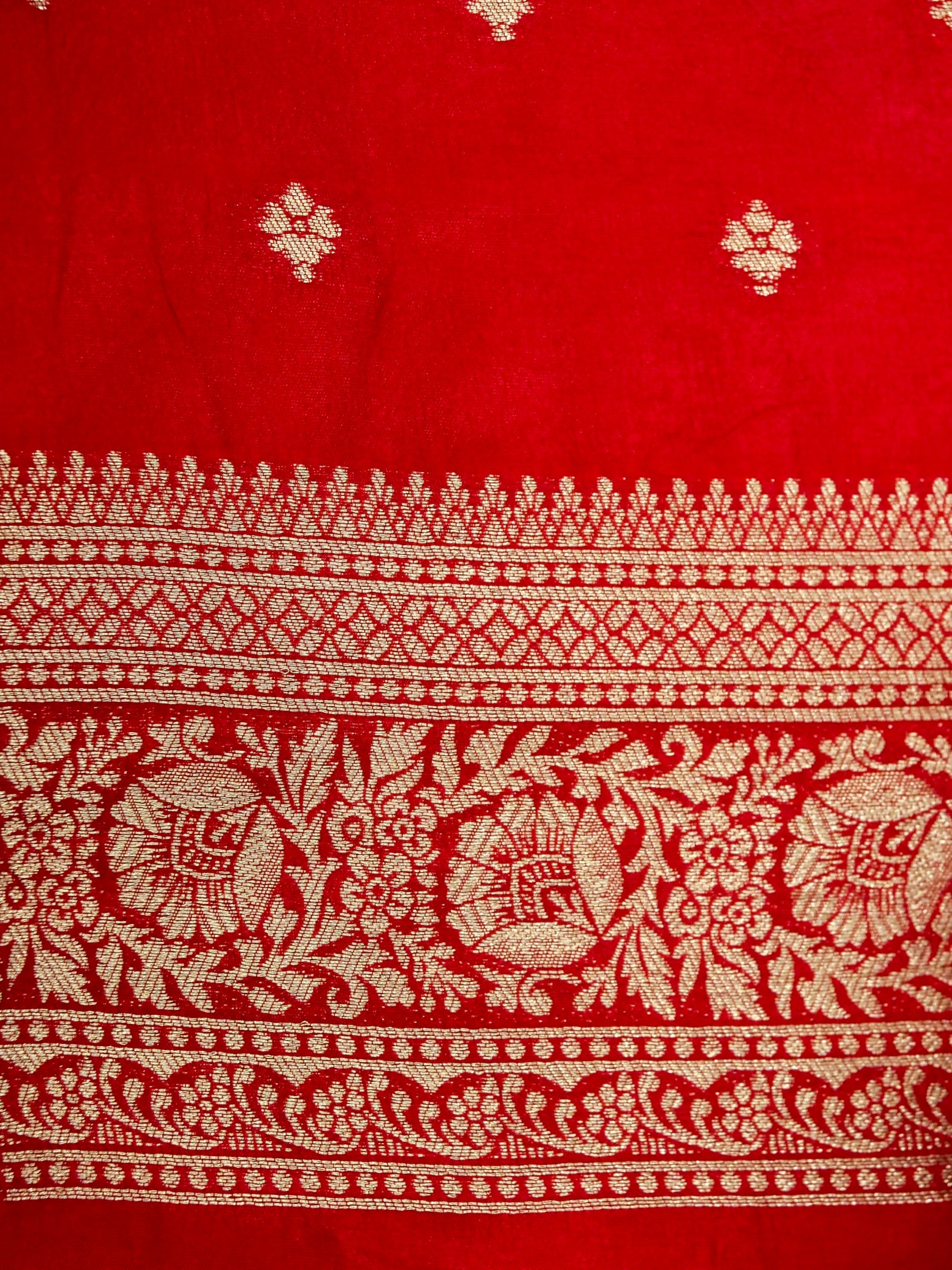 Crimson Red Banarasi Viscose Dola Silk Saree
