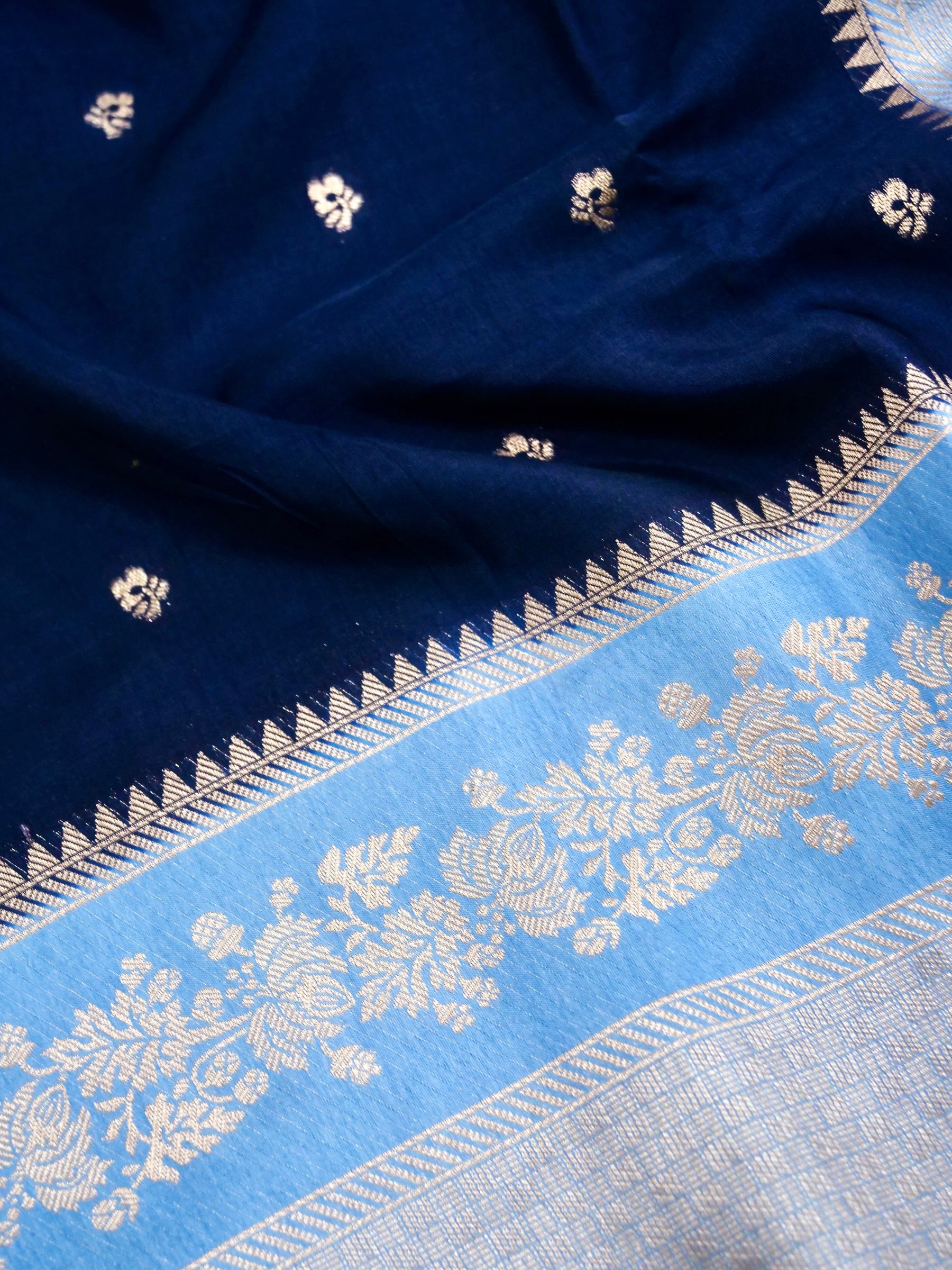 Deep Navy Banarasi silk saree