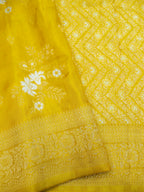 Mustard Yellow Banarasi Viscose Dola Silk Saree