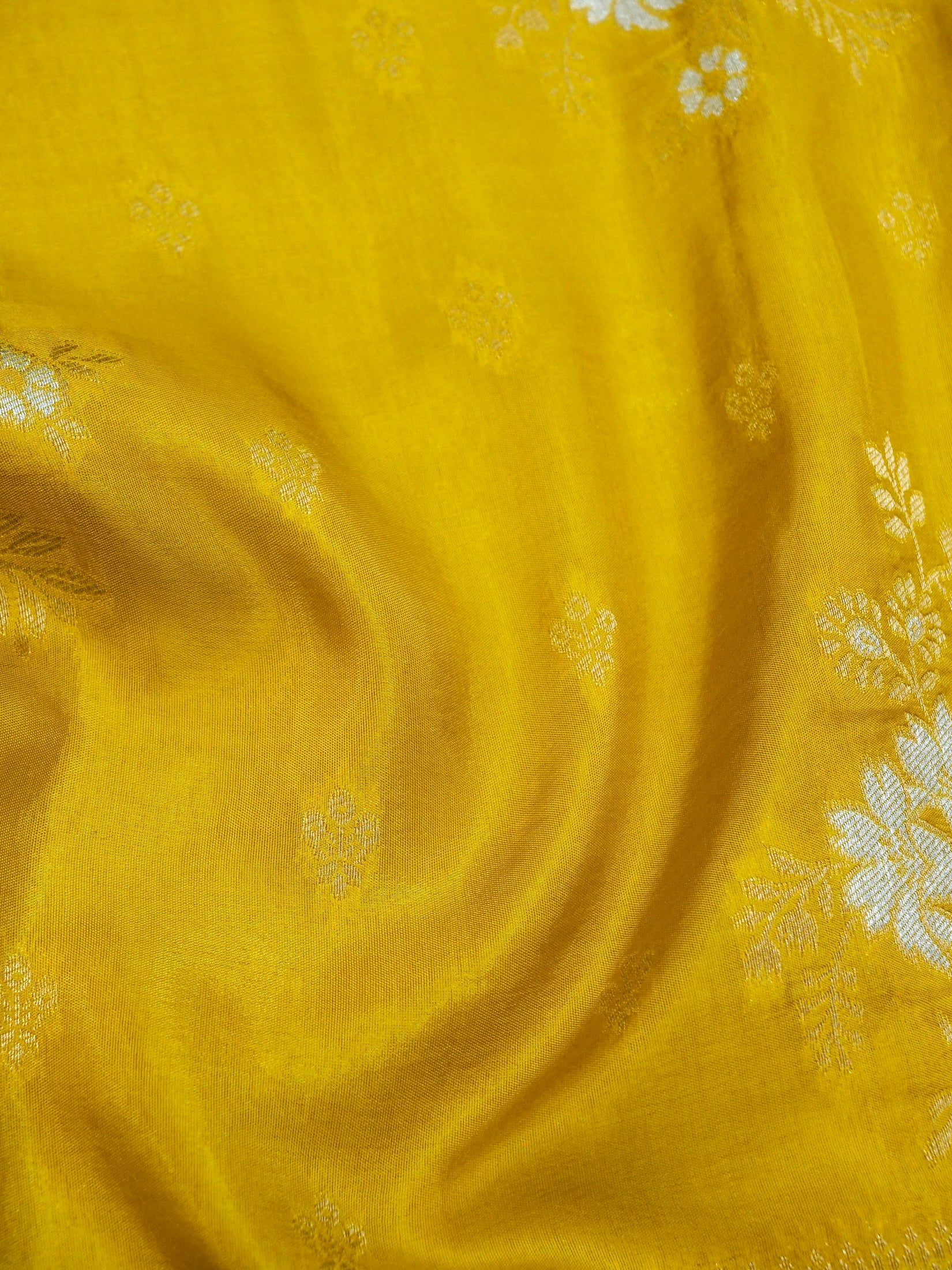 Mustard Yellow Banarasi Viscose Dola Silk Saree