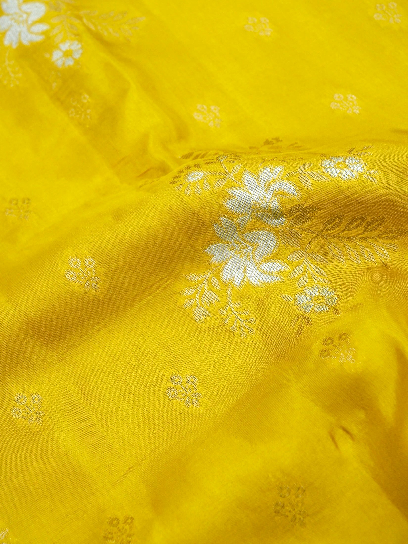 Mustard Yellow Banarasi Viscose Dola Silk Saree