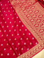 Crimson Red Banarasi Viscose Silk Saree