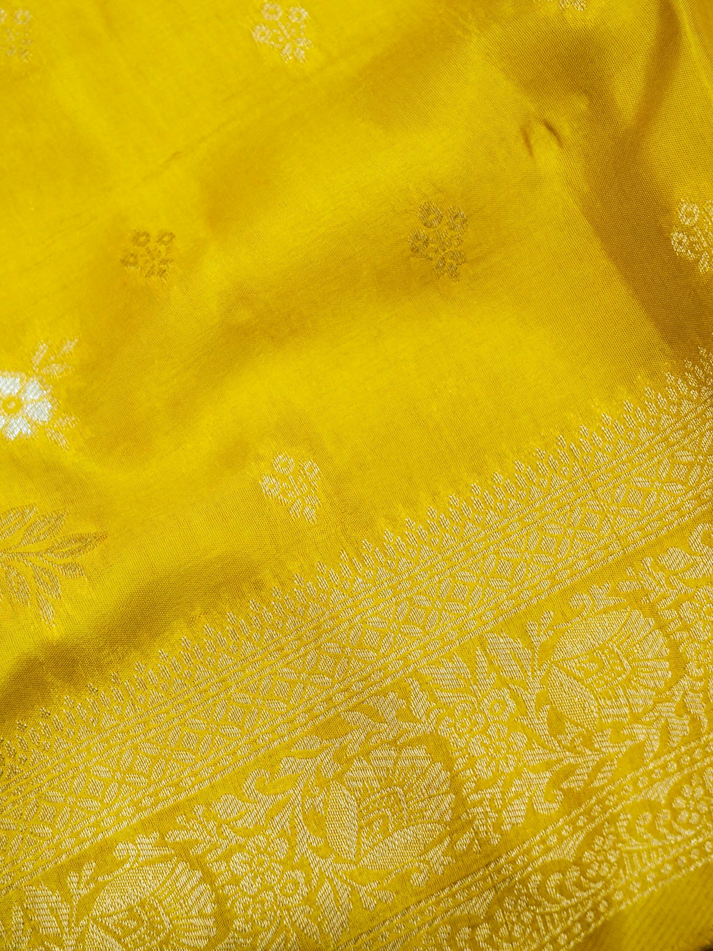 Mustard Yellow Banarasi Viscose Dola Silk Saree