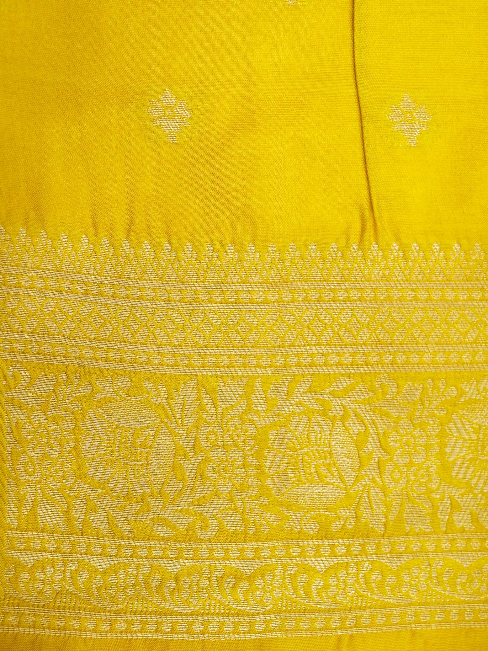 Mustard Yellow Banarasi Viscose Dola Silk Saree