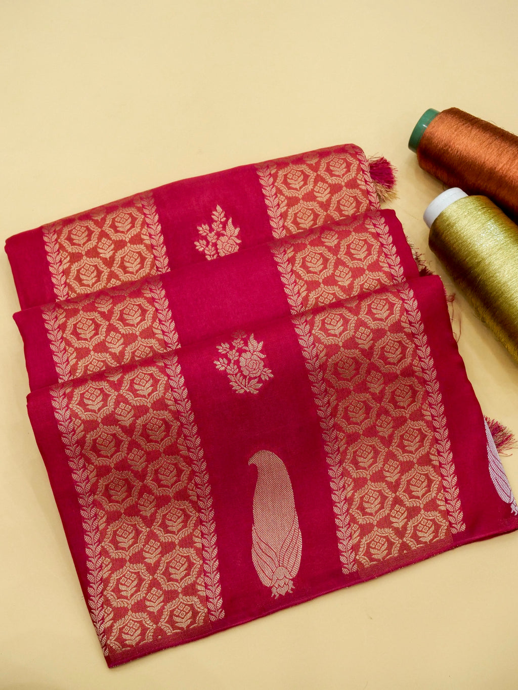 Rani Pink Banarasi Viscose Dola Silk Saree