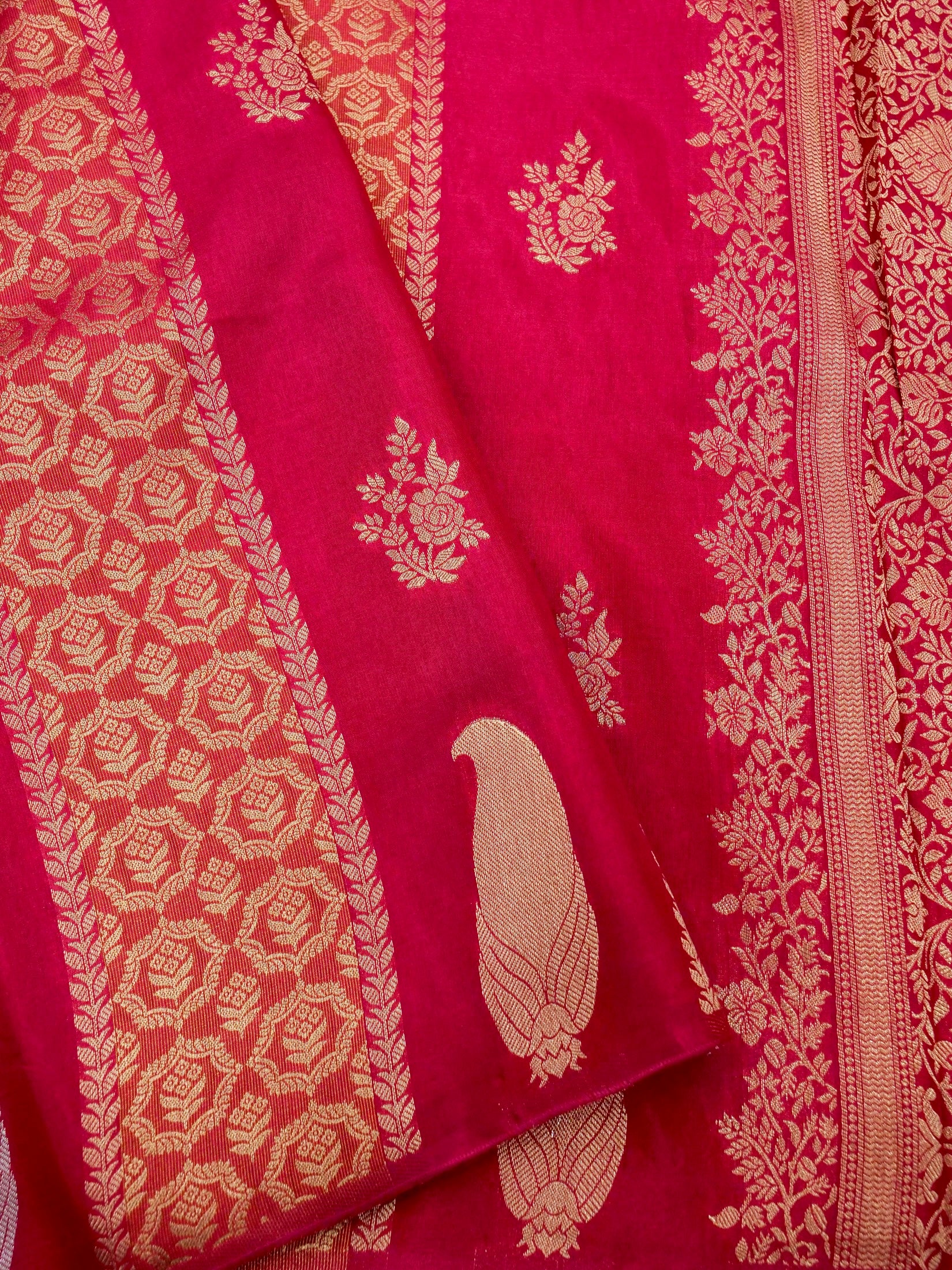 Rani Pink Banarasi Viscose Dola Silk Saree