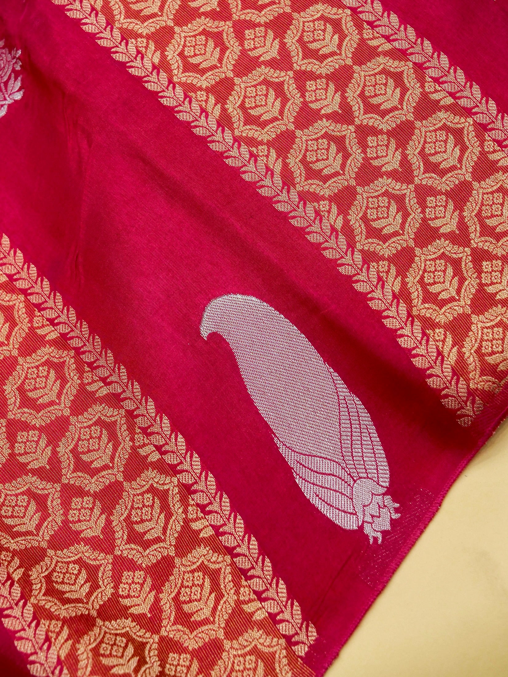 Rani Pink Banarasi Viscose Dola Silk Saree