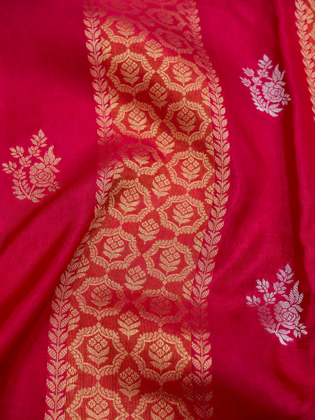 Rani Pink Banarasi Viscose Dola Silk Saree
