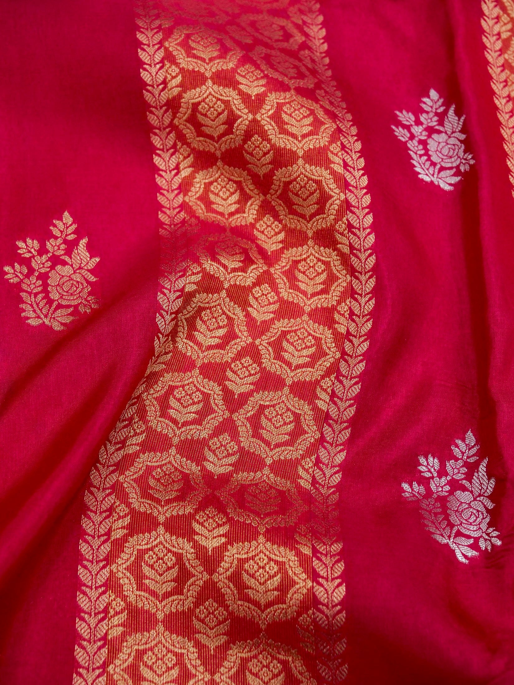 Rani Pink Banarasi Viscose Dola Silk Saree