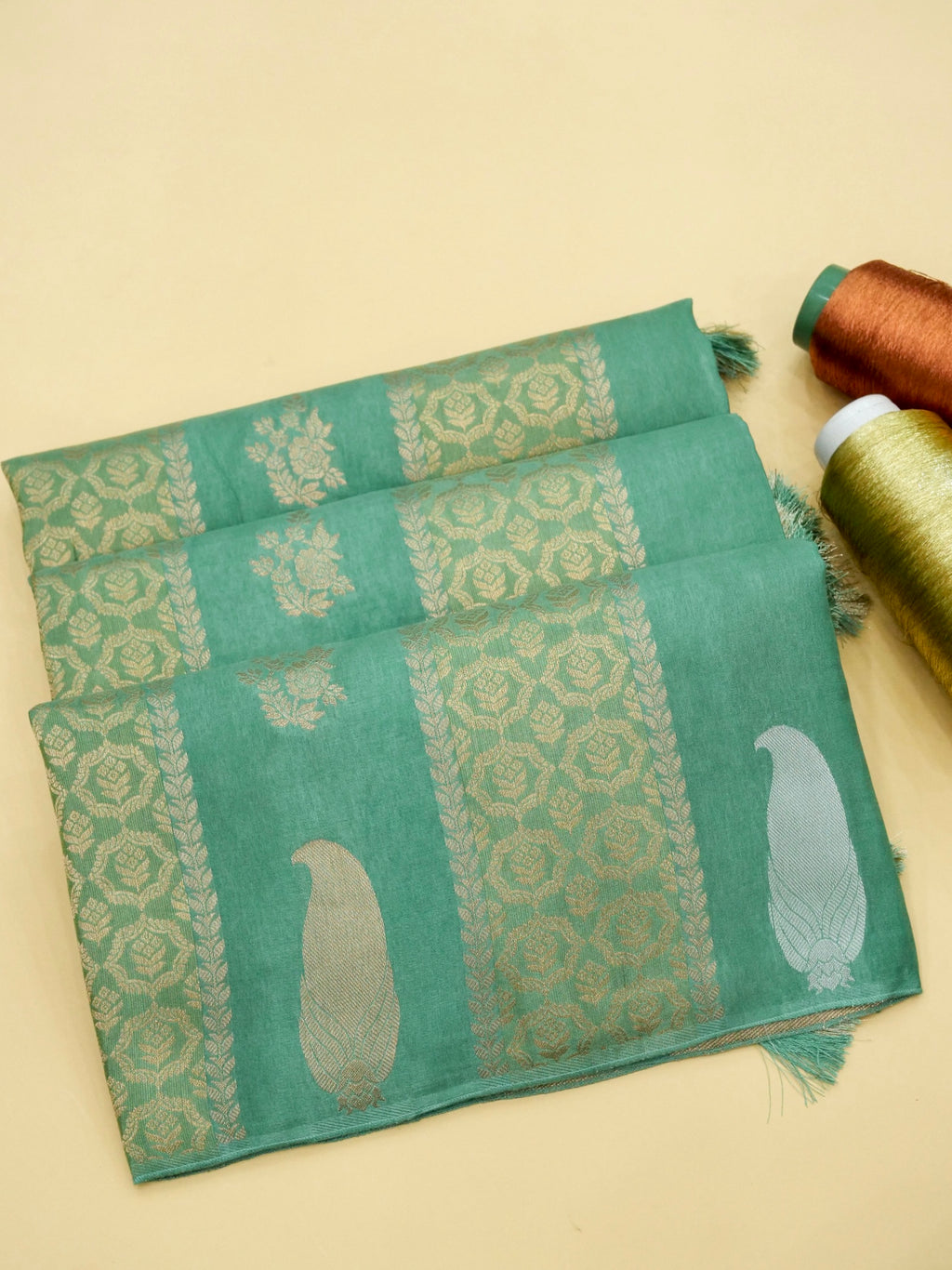 Sea Green Banarasi Viscose Dola Silk Saree