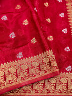 Crimson Red Banarasi Viscose Silk Saree