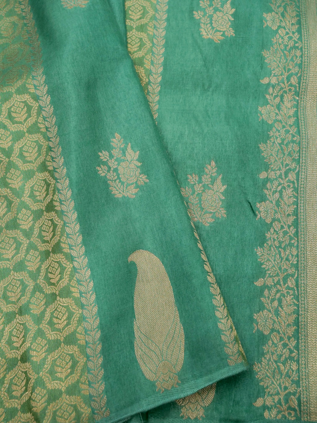 Sea Green Banarasi Viscose Dola Silk Saree