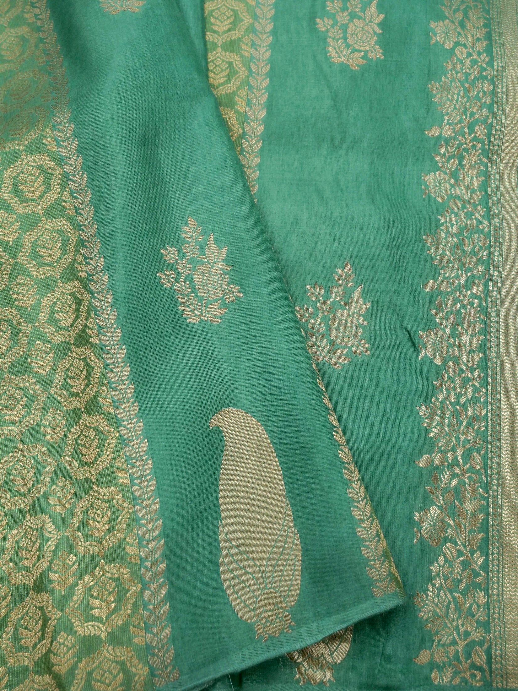 Sea Green Banarasi Viscose Dola Silk Saree